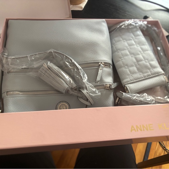 Anne Klein Light Gray Bag Set - Picture 1 of 3